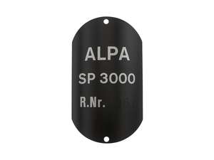 Type plate NOS | Alpa Special 3000 Type plate NOS | Alpa Special 3000