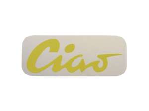Aufkleber Tank «Ciao» gelb 70 x 28 mm | Piaggio Ciao P, C9 Aufkleber Tank «Ciao» gelb 70 x 28 mm | Piaggio Ciao P, C9