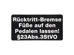 Aufkleber «Rücktritt-Bremse» | Hercules Prima, Optima Aufkleber «Rücktritt-Bremse» | Hercules Prima, Optima