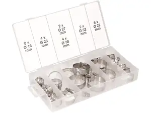 BGS screw clamp assortment 16 - 38 mm 26 pcs. stainless steel BGS screw clamp assortment 16 - 38 mm 26 pcs. stainless steel
