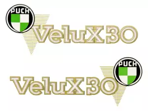 Aufkleber «Puch X30 Velux» alte Ausf. 91x36 Aufkleber «Puch X30 Velux» alte Ausf. 91x36