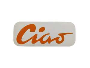 Aufkleber Tank «Ciao» orange 70 x 28 mm | Piaggio Ciao P, C9 Aufkleber Tank «Ciao» orange 70 x 28 mm | Piaggio Ciao P, C9