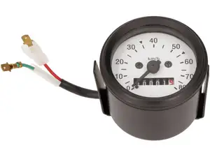 Tacho 80 km/h Ø 60 mm beleuchtet (weisses Ziffernblatt) Tacho 80 km/h Ø 60 mm beleuchtet (weisses Ziffernblatt)