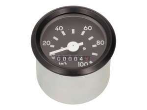 Tacho 100 km/h Ø 60 mm (schwarzes Ziffernblatt) beleuchtet Tacho 100 km/h Ø 60 mm (schwarzes Ziffernblatt) beleuchtet