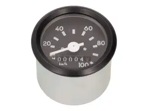 Tacho 100 km/h Ø 60 mm (schwarzes Ziffernblatt) beleuchtet Tacho 100 km/h Ø 60 mm (schwarzes Ziffernblatt) beleuchtet