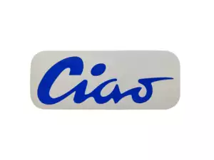 Aufkleber Tank «Ciao» blau 70 x 28 mm | Piaggio Ciao P, C9 Aufkleber Tank «Ciao» blau 70 x 28 mm | Piaggio Ciao P, C9