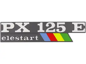 RMS Emblem Seitenhaube links «PX 125 E Elestart» Aluminium | Vespa PX125 E RMS Emblem Seitenhaube links «PX 125 E Elestart» Aluminium | Vespa PX125 E